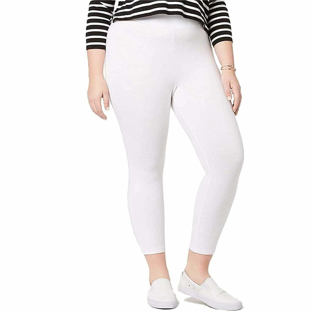Hue Womens Cotton White Capri Leggings 1X 1 X NWT